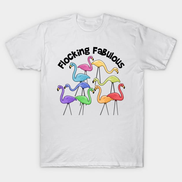 Flocking Fabulous Flamingos T-Shirt by Slightly Unhinged